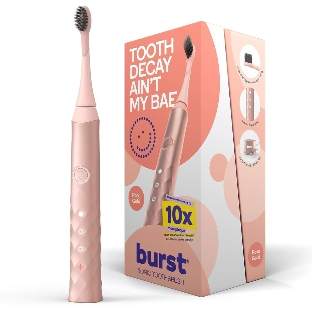Burst Limited Edition Rose Gold sonic electric charcoal bristle toothbrush